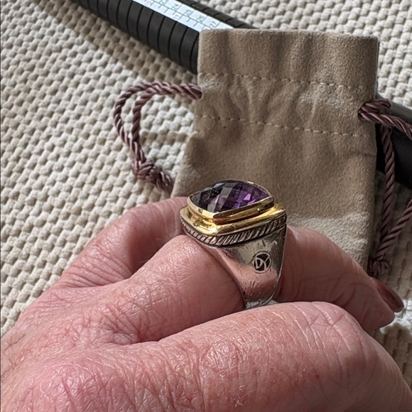 David Yurman Gold & Sterling Silver Ring with Amethyst Gemstone - Picture 14 of 16